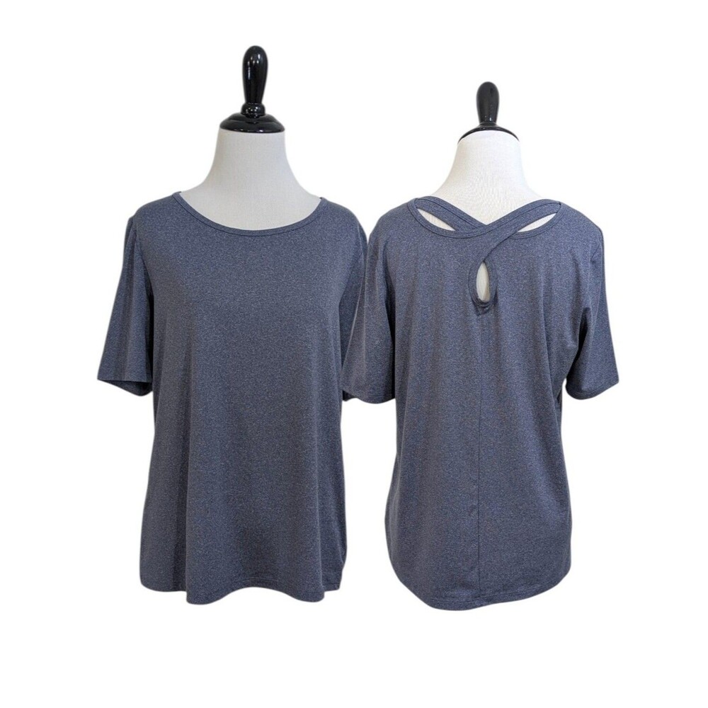 Ocean + Coast Criss Cross Back Athletic Shirt - Size Small Womens - Blue Grey